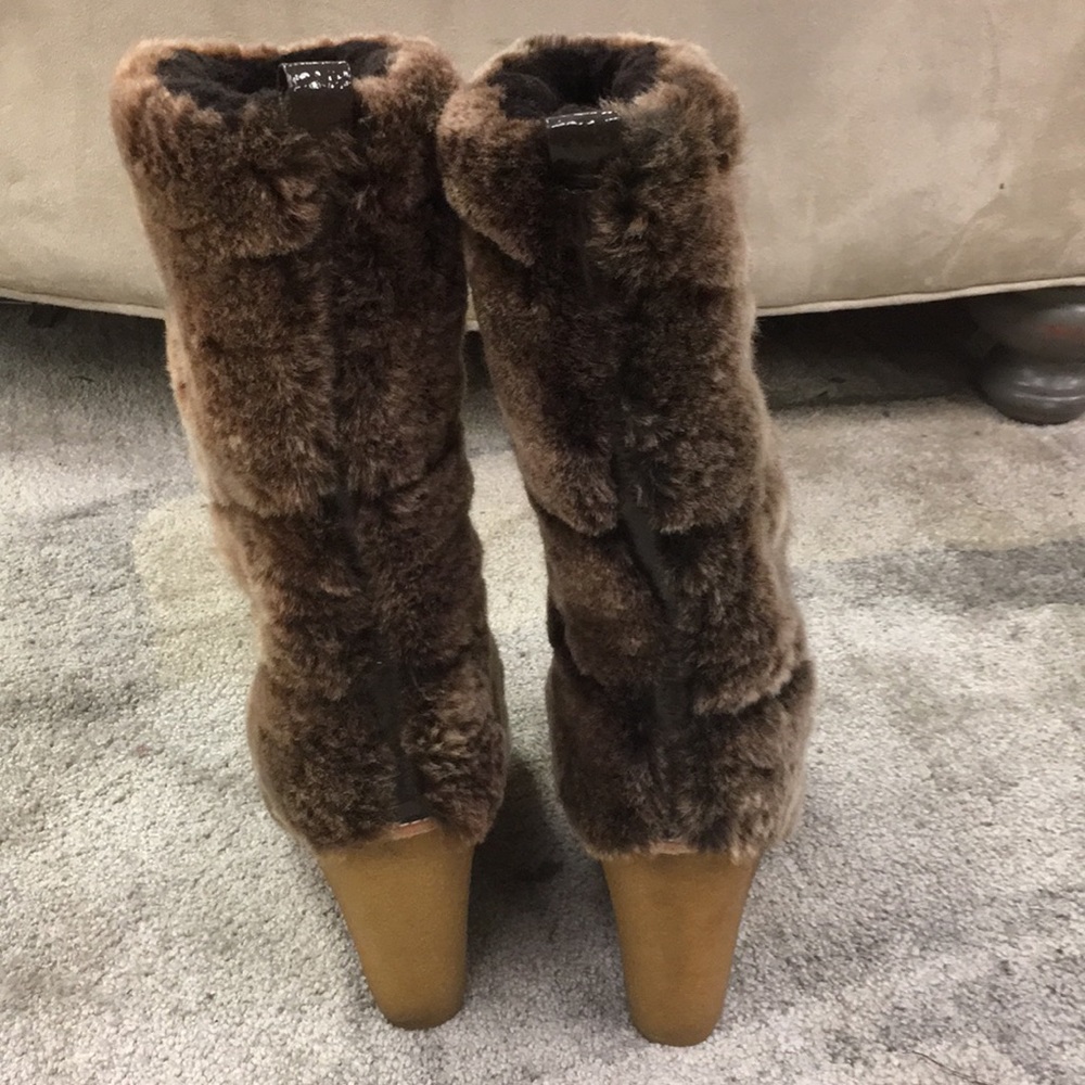 5 Shearling Fur Boots by Tory Burch Wedges Kiki - Picture 3 of 8